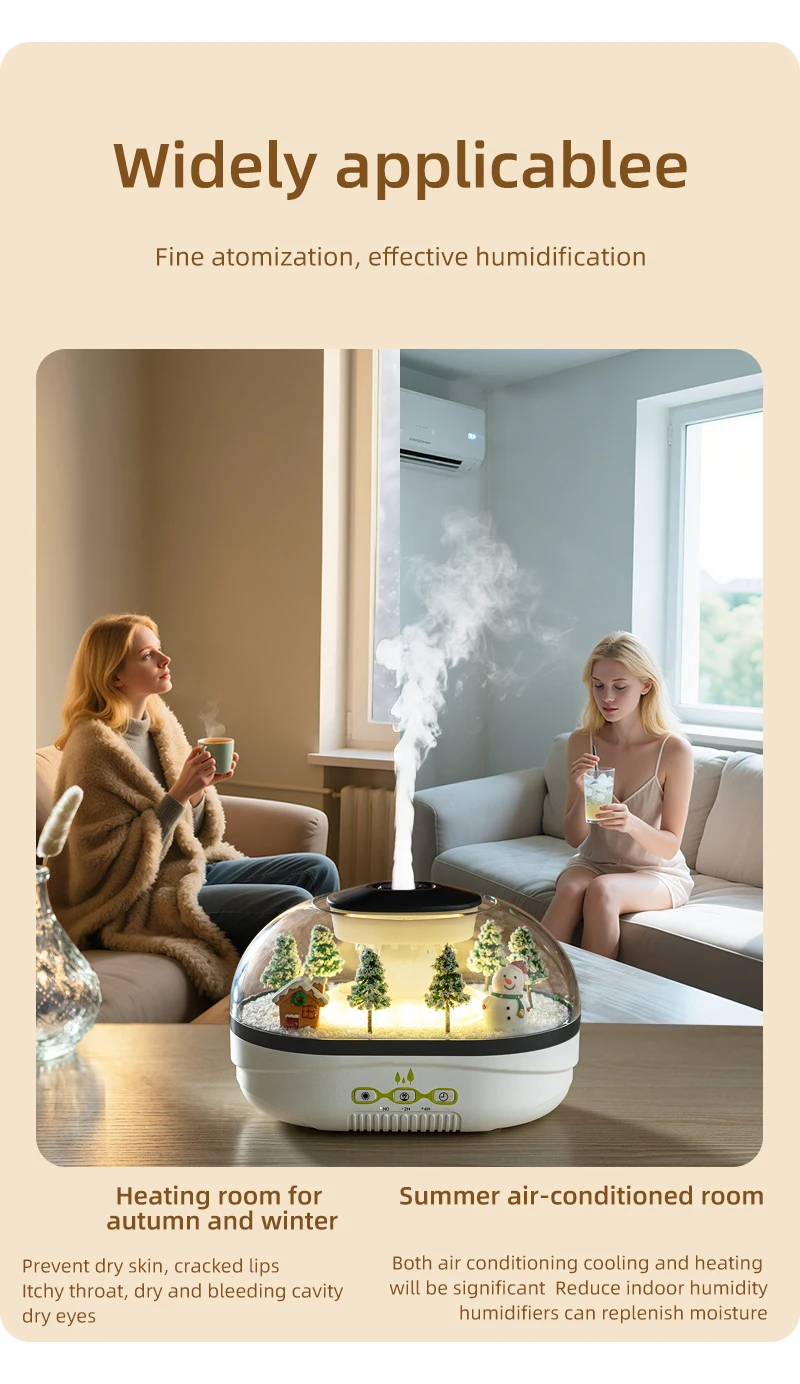Simulierter Schneehügel-Luftbefeuchter, Schneemann-Aroma-Diffusor, Heimdekoration, kreative Schneelandschaft. Ideal für Schlafzimmer, Büro, Yo – Detail 8