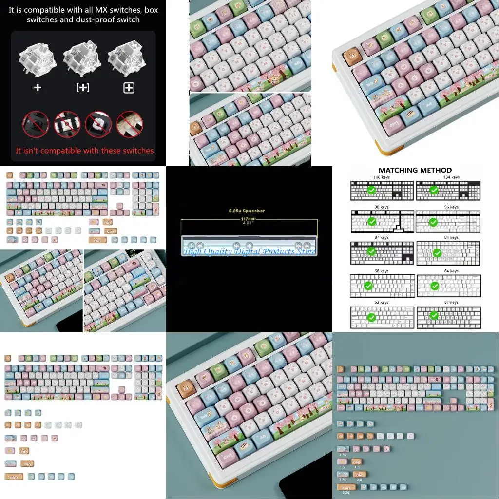

U2JE Panda Spring OQO Profile Keycaps PBT Dye Sublimation for Mechanical Keyboards