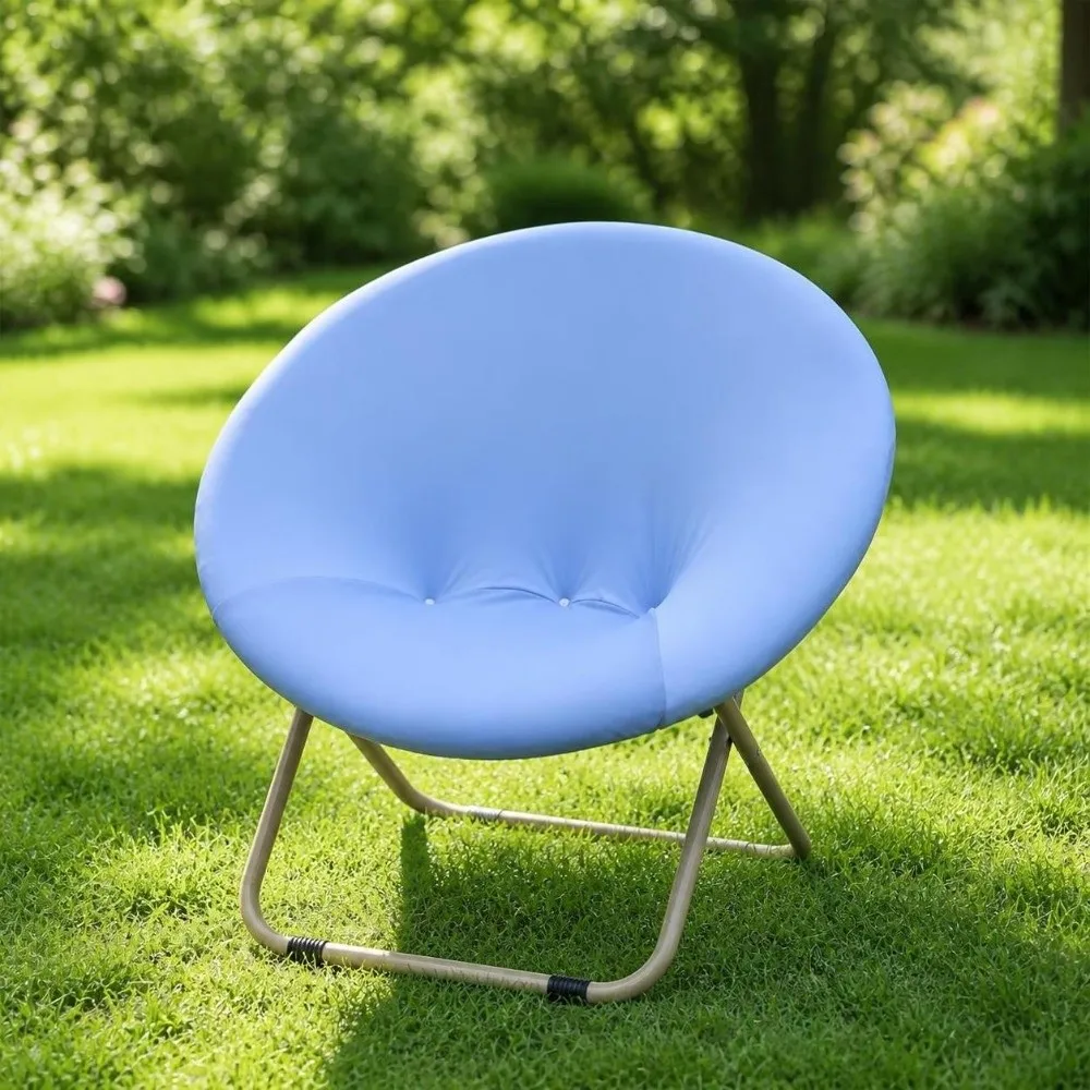 Simple PU Saucer Chair Cover Elastic Round Moon Chair Protector Anti-slip Solid Color Camping Seat Cover Fit Outdoor Chair