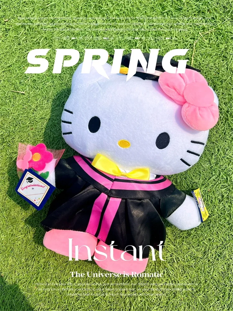 Sanrio Nieuwe Graduate Seizoen 35 cm Kawaii My Melody Hellokitty Kuromi Cinnamoroll Zachte Pluche Souvenir Pop Afstuderen Kerstcadeau