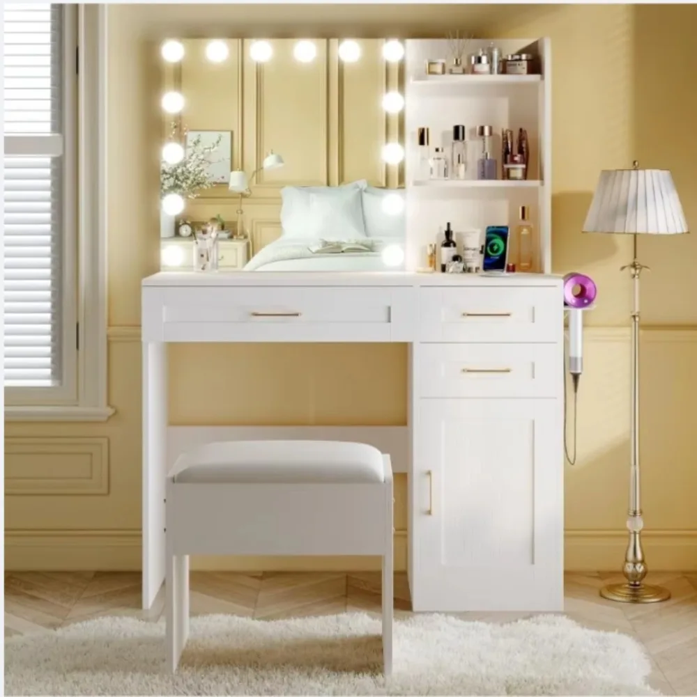 Vanity Desk with Mirror and Lights, 37