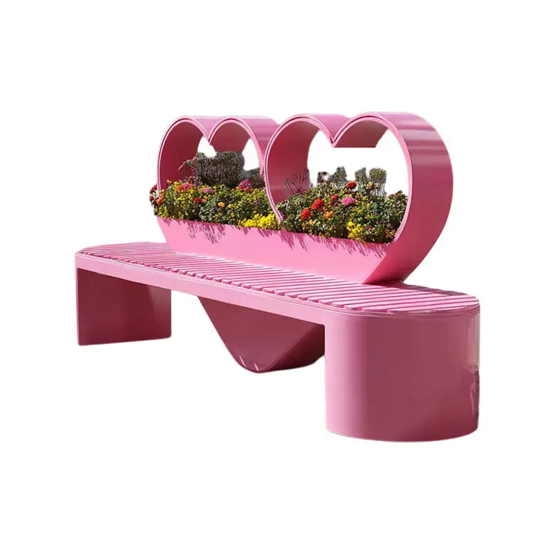 Outdoor wrought iron flower box bench combination outdoor flower pool fence