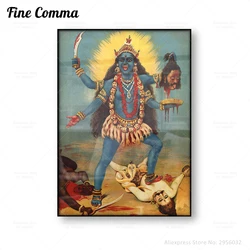 Kali Vintage Poster Hindu Goddess of Death Divine Mother Wall Art Canvas Print Motherly Love Kali Mantra Meditation Home Decor