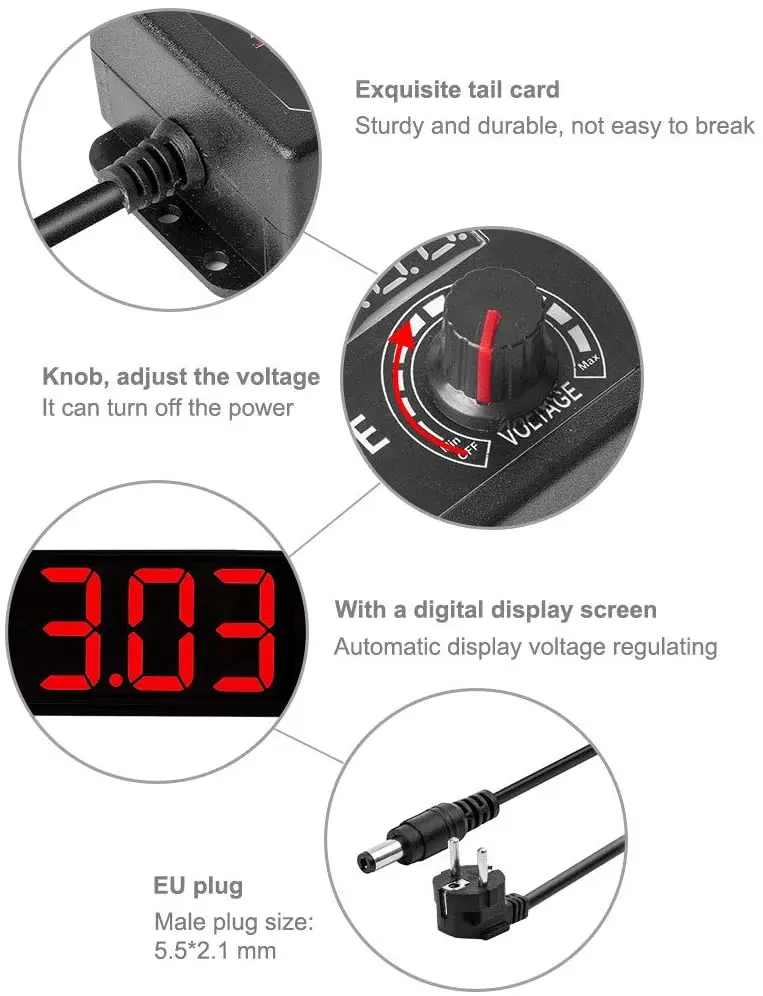 Zasilanie regulowana moc 3-12V 1-24V 9-24V 3A 5A AC do konwerter DC Adapter z cyfrowym wyświetlaczem do lutownicy LED Strip