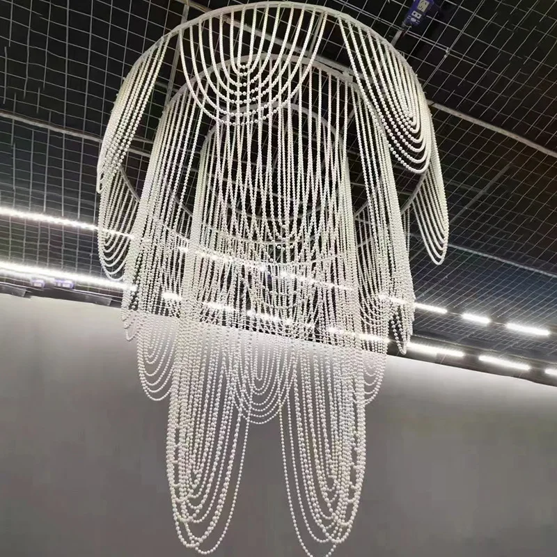 

New acrylic crystal bead curtain pendant light, wedding hotel banquet hall, blooming ceiling, bead chain stage layout