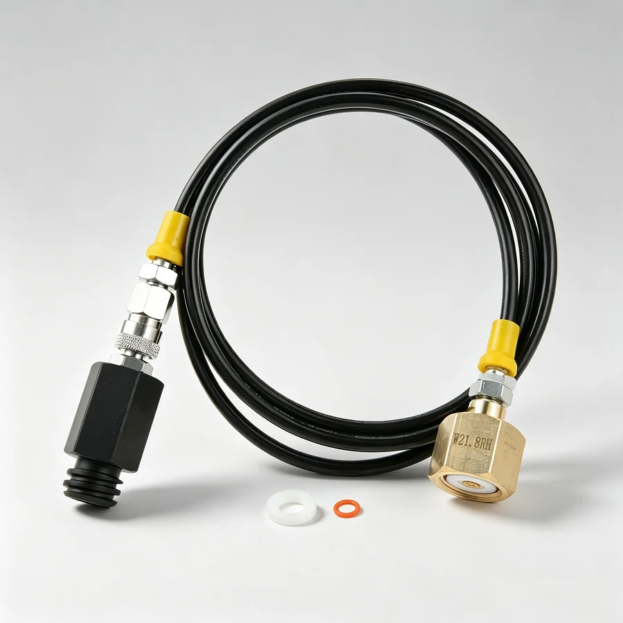 CO2 Tank Hose and Adapter Fits Standard W21.8-14 DIN477 CO2 Tank Transfer Refilling Built-in Filter Easy Install Sparkling Water