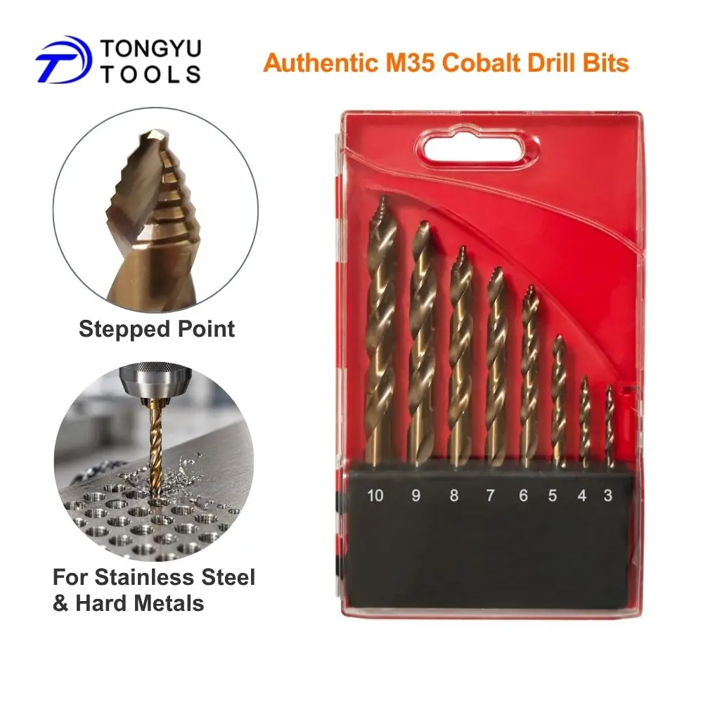 

Cobalt Drill Bit Set Stepped Point DIN338 Metric M35 HSS Co5% Jobber Twist Bit for Stainless Steel Hard Metals Cast Iron