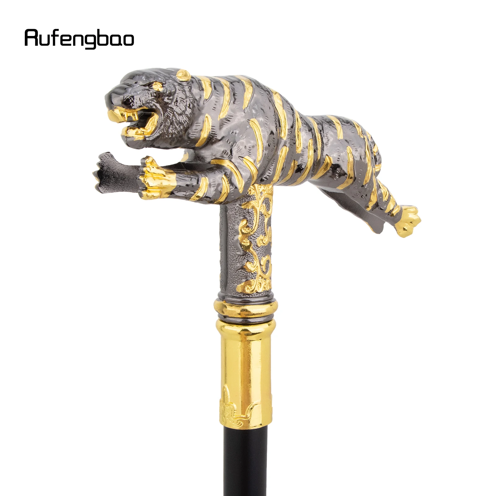 الذهبي الأسود النمر موضة عصا للمشي الزخرفية Cospaly قصب هالوين الصولجان العصا Crosier أداء المرحلة قصب 90 سنتيمتر #3
