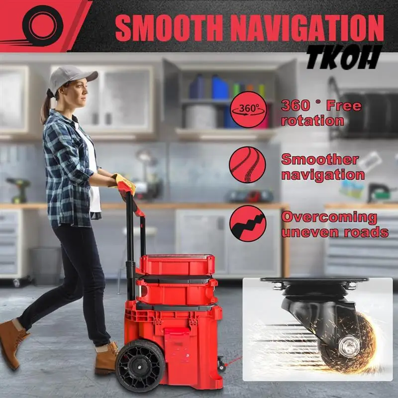 

TKOH-Structure Front Wheel Packaging Rolling Toolbox Packaging Toolbox Casters Easily Slide Navigation Folding