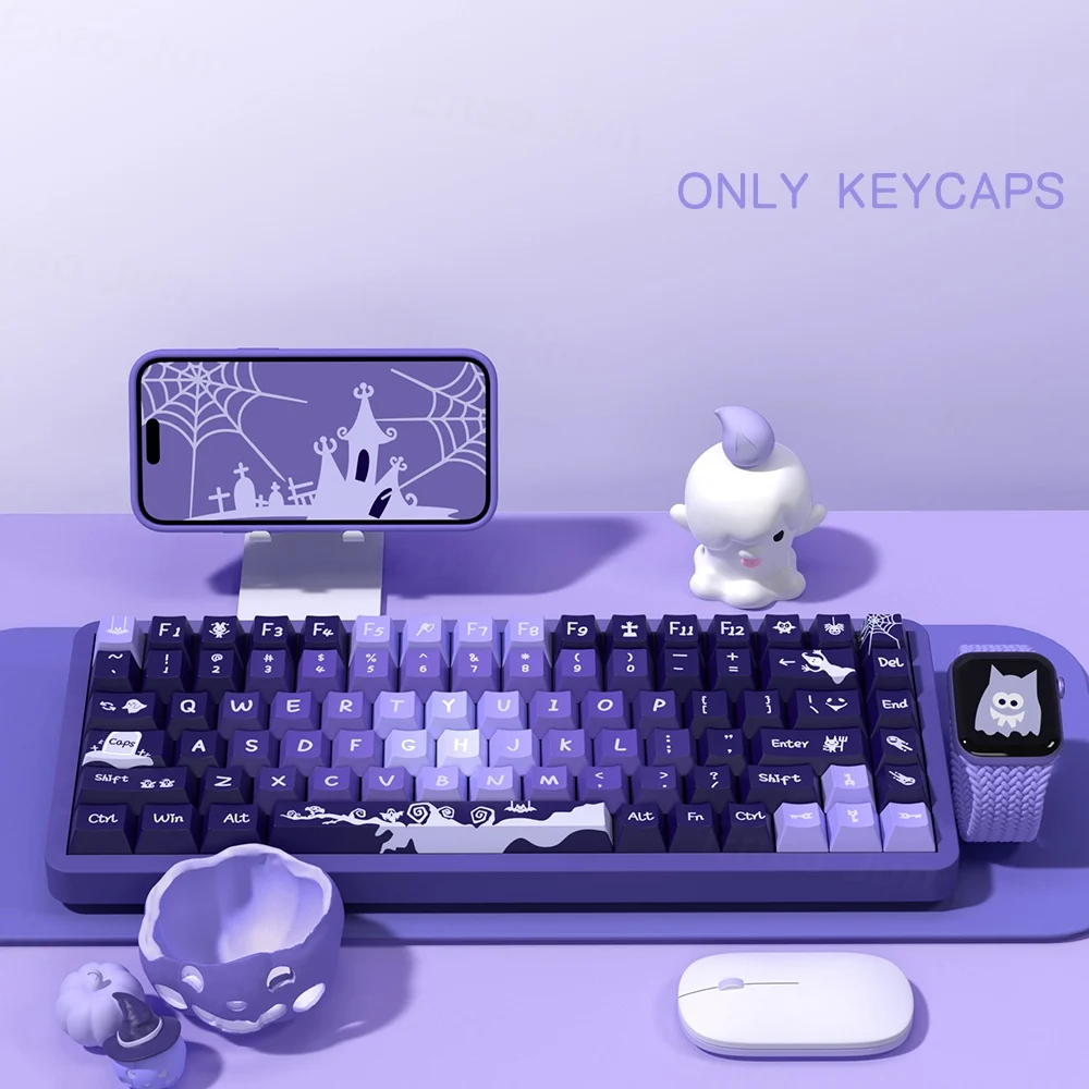 Imagem -04 - Crybaby-teclado Mecânico Keycaps Gradiente Roxo Perfil Cereja Pbt Layout Iso 61 64 68 75 80 81 82 83 84 87 98 104 108