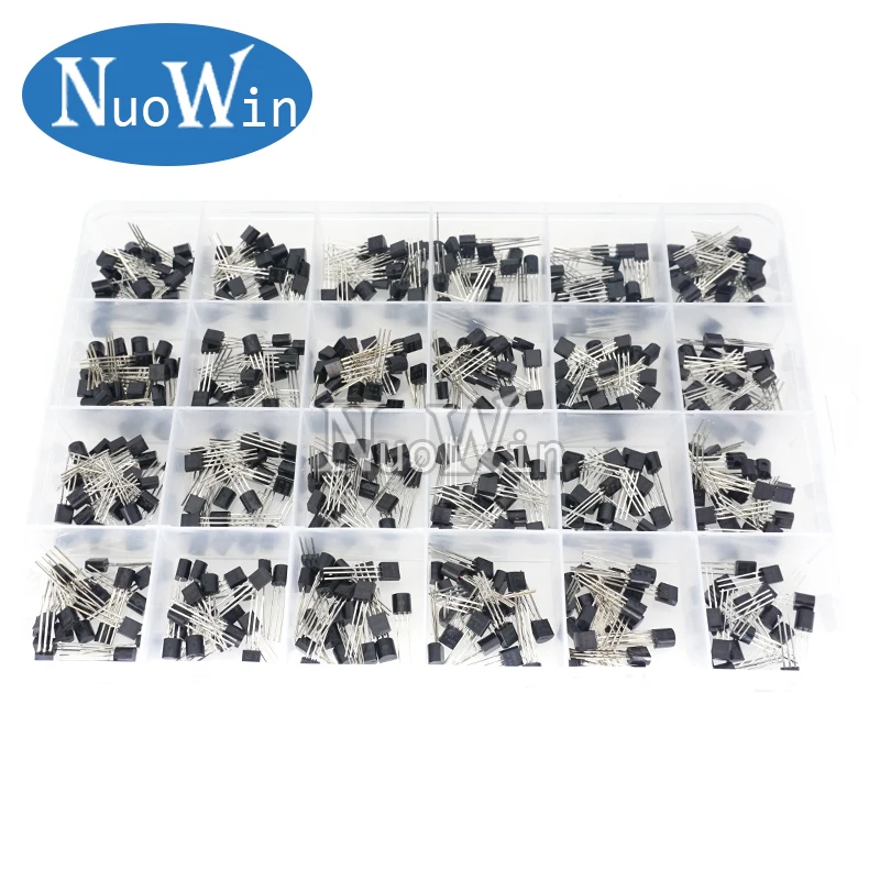 24Values TO-92 Transistor Assortment Assorted Kit Each BC327 BC337 BC517 BC547 BC548 BC549 2N2222 3906 3904 5401 5551 C945 1015