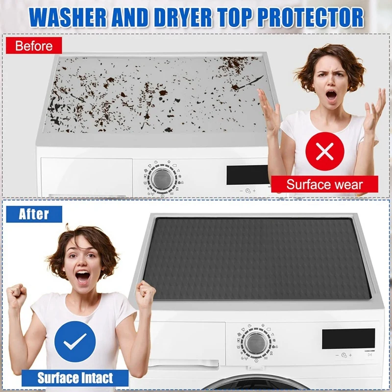 Washer And Dryer Covers For The Top,23.6 Inch X 23.6 Inch Dryer Top Protector Mat,Non-Slip Waterproof Washer Dryer Top