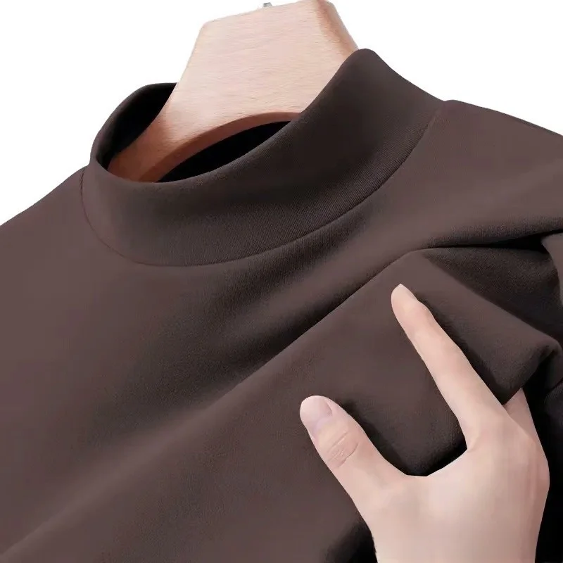 

Двусторонняя футболка Long Sve на подкладке, мужская облегающая футболка с высоким воротником, осень-зима, повседневная полиэфирное волокно