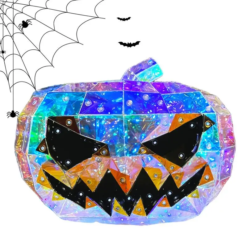 Halloween Phantom Pumpkin Lantern Pumpkin Phantom LED Prismatic Light Haunted House Scene Layout Pumpkin Decoration for Balcony