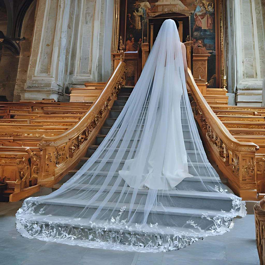 

Bridal Veils Long Wedding Dresses Veil Plus Sie Wedding Dresses Accessories Extra Long Royal Lace Embroidery Wedding Veil V162