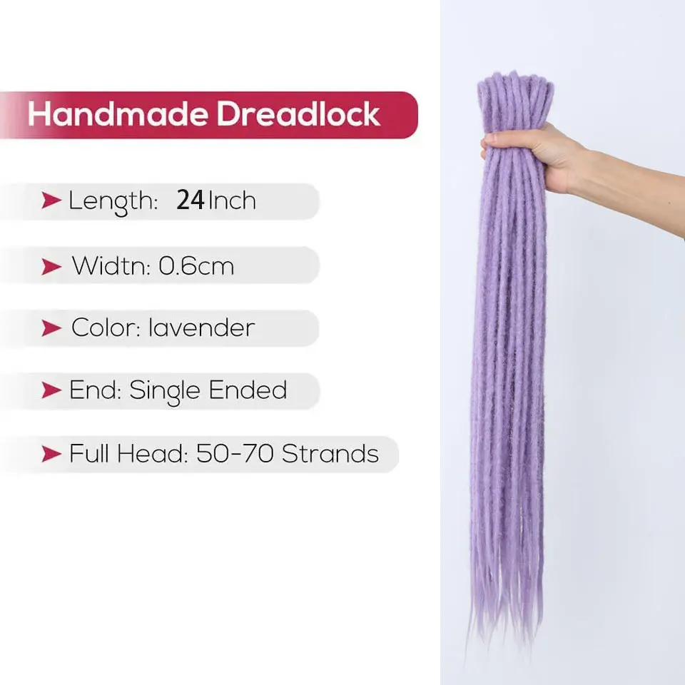 Dreadlock-pelucas sintéticas de doble 10 hebras para Wonmen, extensiones de rastas de 24 pulgadas, postizo para uso diario, T1B, morado oscuro