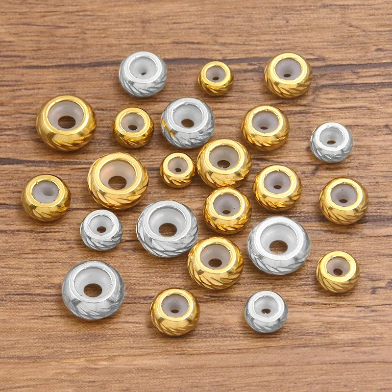 

5Pcs 6-10mm 2 Color 304 Stainless Steel Small Round Pendant Geometry Bead DIY Bracelet Necklace For Jewelry Making