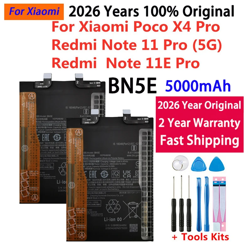 For Xiaomi Redmi Note Mi 4A K40 5 5A 5S 6 6A 7 8 8T 9 9A 9C 9S 9T 10 10S 10X 11 11S SE Poco F1 M2 M3 F3 X3 4X Plus Pro Battery
