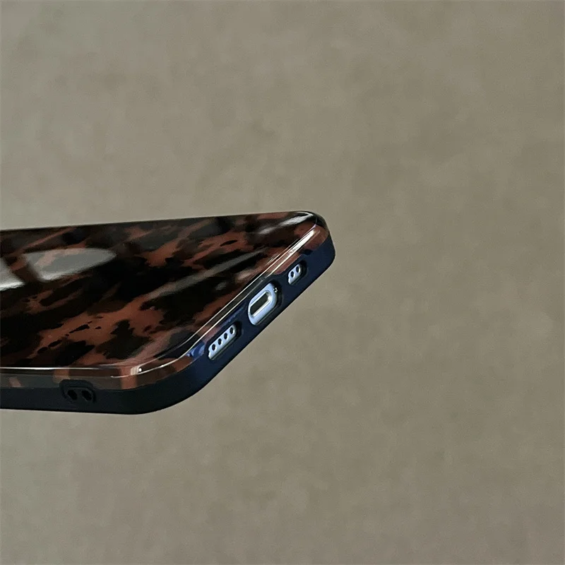 Retro Tortoiseshell print silicone case for iphone 16 17 16pro 15 14 17pro 13 pro max 12 11 protective cover Iphone 14 fundas
