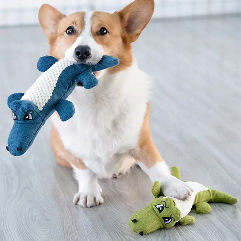 Pet Chew Toys Interactive Cartoon Animal Plush Alligator Shape Dog Sound Toy Gnawing Grinding Teeth Training Supplies 01