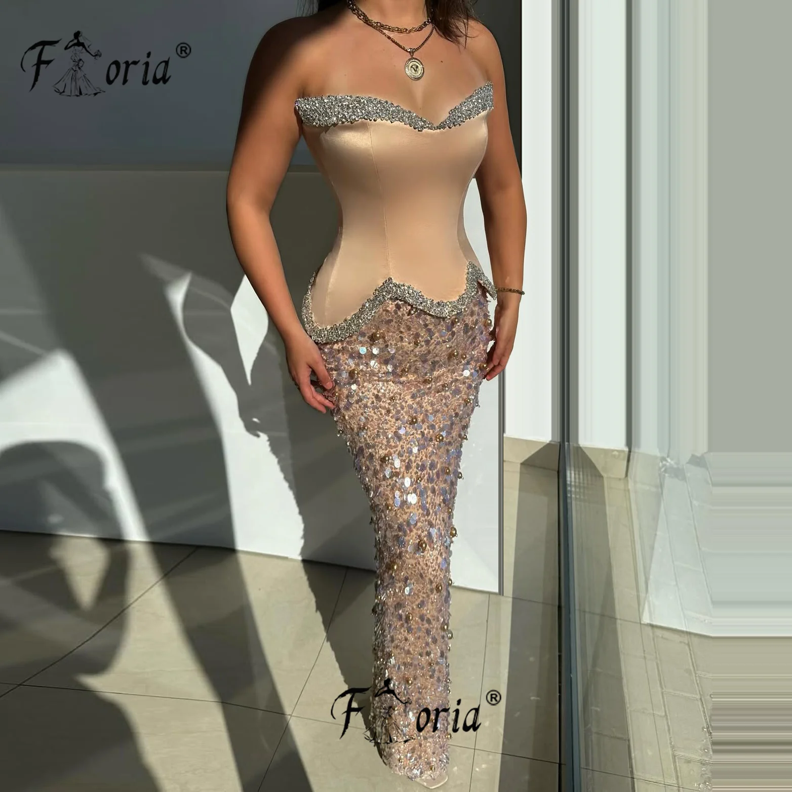 

Элегантное платье для выпускного вечера цвета шампанского с блестящими кристаллами и блестками, вечернее платье по индивидуальному заказу, халаты для выпускного вечера 2025 года, длинные халаты soirées Xogante