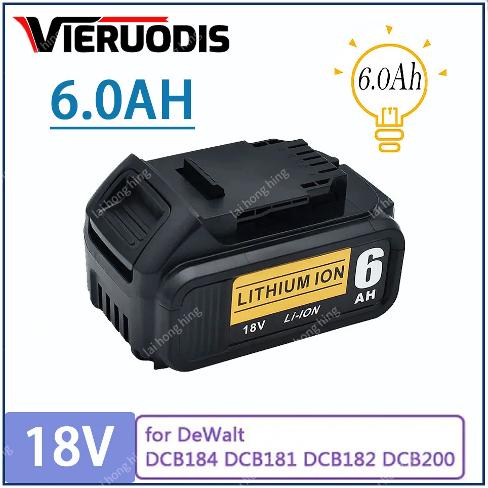 

18V 6000mAh rechargeable battery suitable for Dewei DCB184 DCB180 DCB181 DCB182 DCB183 DCB185 18V power tool replacement battery