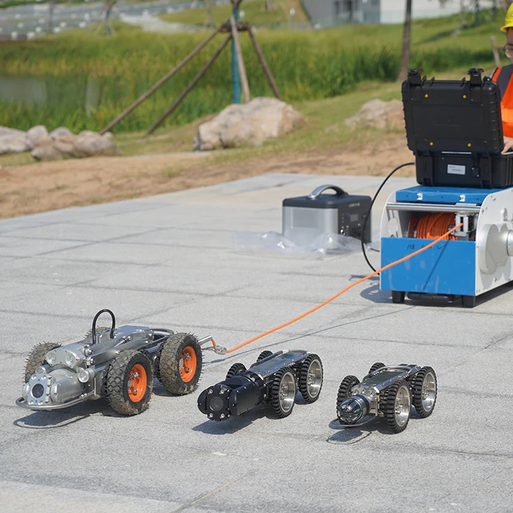 Cámara robótica del tractor de inspección de tuberías CCTV de línea de tubería de alcantarillado impermeable IP68 con informe de inspección