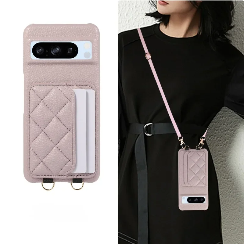 

Чехол-кошелек с ремешком через плечо для Google Piexl 8 7 6 Pro 8A 7A 6A, держатель слота для карт, противоударный чехол из искусственной кожи