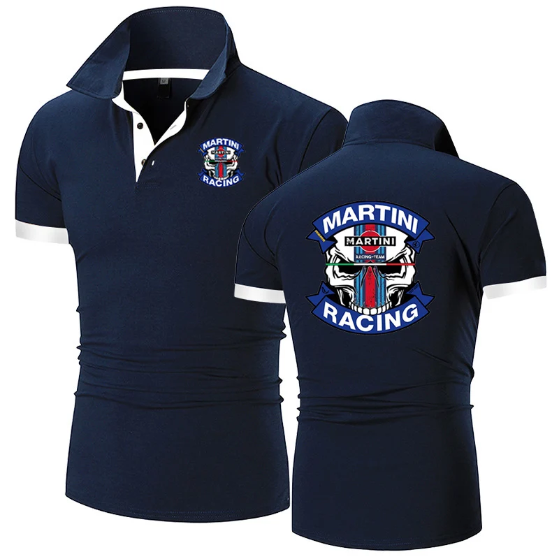 Martini Racing Printing Fashion 2024 New Man\'s Summer Solid Color Short Sleeve High Quality Classic Slim Fit Polo Shirt Tops