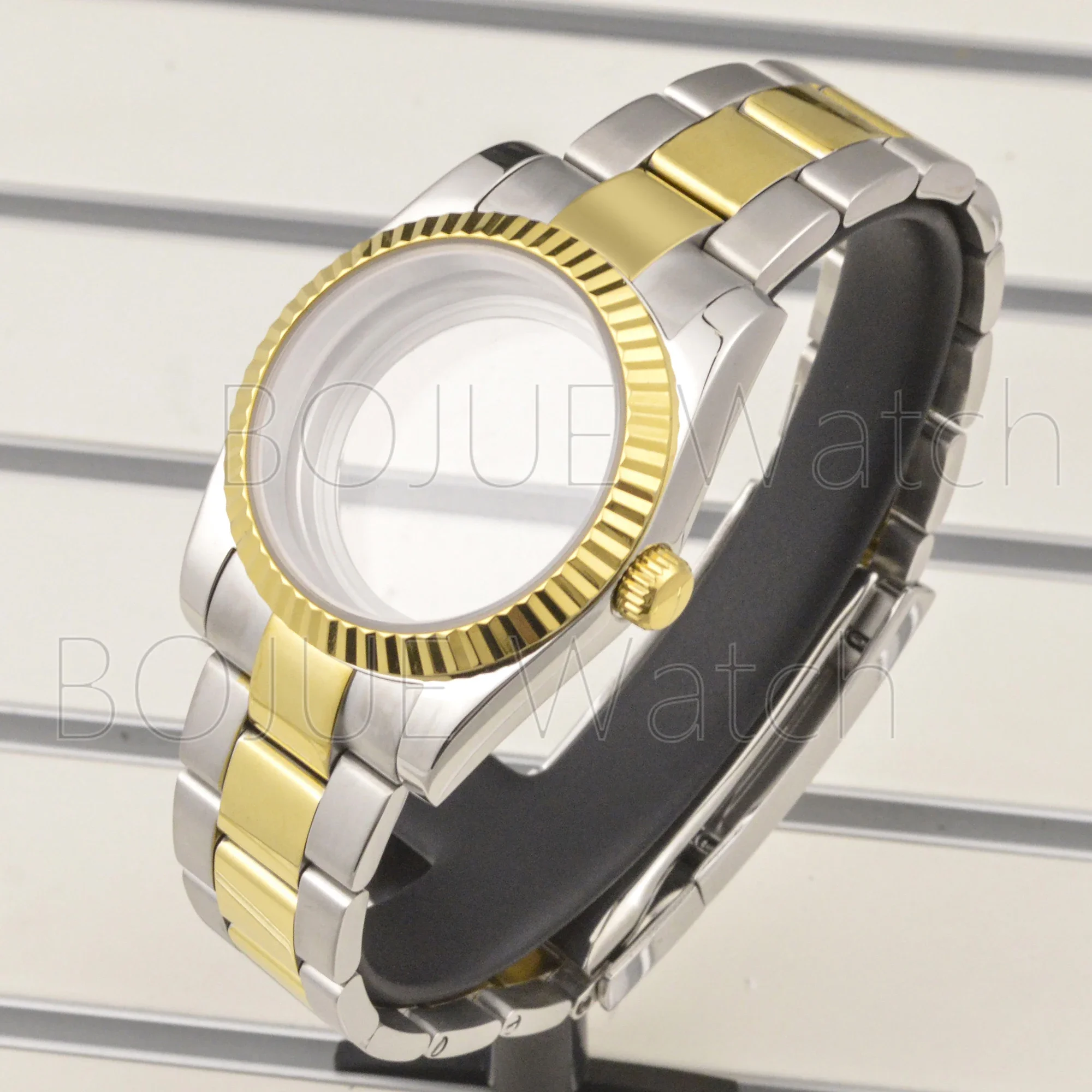 NH35 NH36 36mm 39mm Middle Gold Clear Glass Steel Bottom Case Clear Glass Case Back Watch Case Strap for Datejust Movement