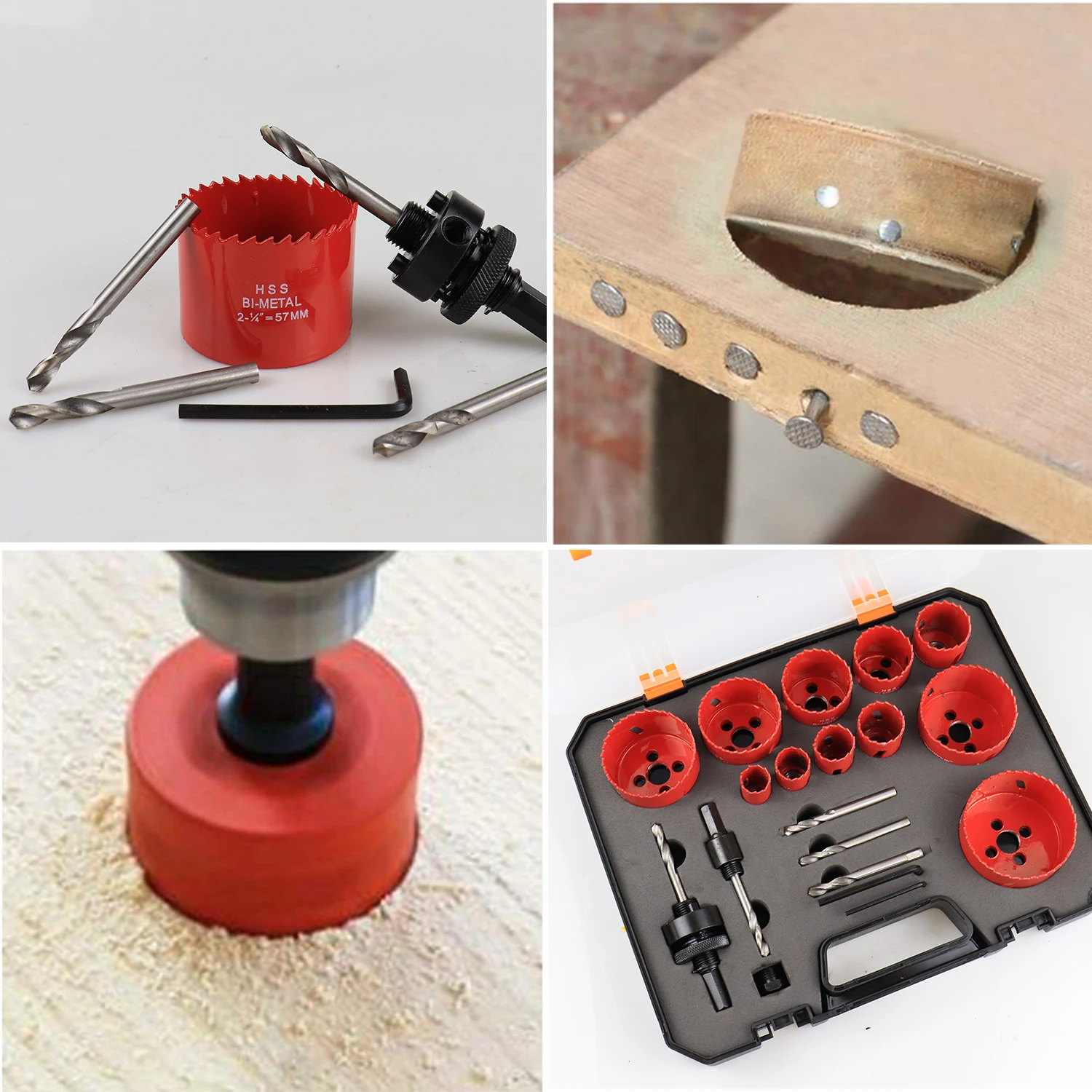 Kit de sierra perforadora bimetálica, 19 Uds., cortador de agujeros resistente con Estuche de transporte, Ideal para tableros de cornhole de Metal,