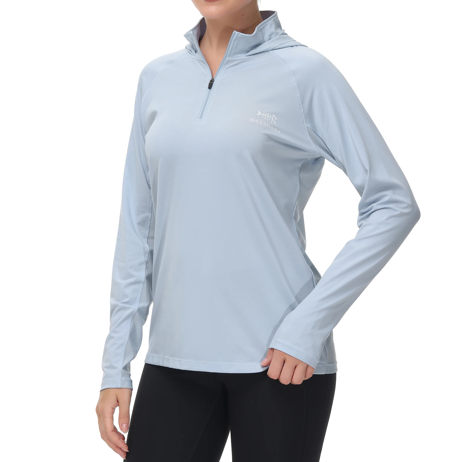 Bassdash Women’s UPF 50+ Performance Hoodie Long Sleeve Half Zip T-Shirt UV Protection Fishing Hiking Shirt