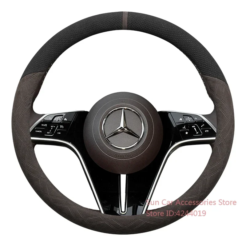 

For Mercedes-Benz GLC260L Gla GLB200 GLE350 E300L GLS450 Car Non-slip Suede Steering Wheel Cover Accessories Interior