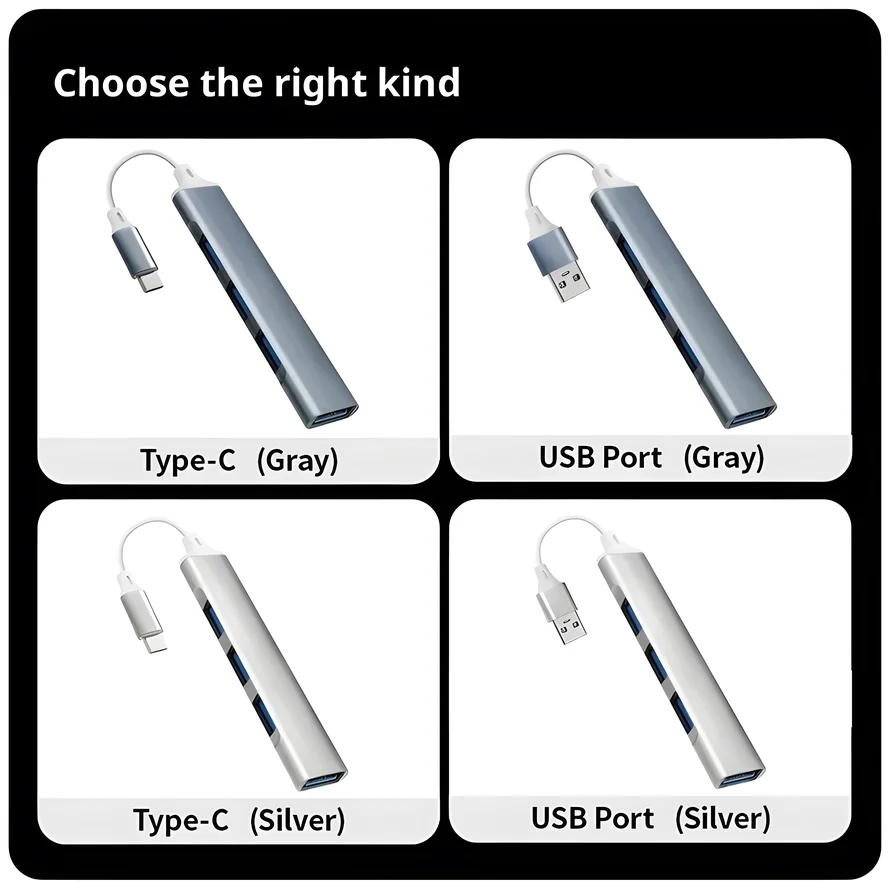 Hub usb 3.0 de 4 portas, hub de extensão usb de alta velocidade tipo-c divisor 5gbps para pc laptops acessórios hub multiport usb 3.0 2.0 porta