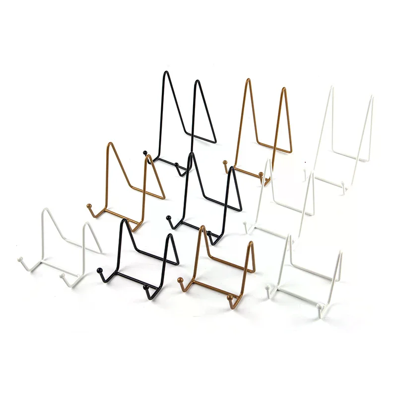 Gold Iron Display Stand Craft Bracket Book Holder Photo Pedestal Bowl Dish Frame Picture Plate Rack Easel Storage Decoration