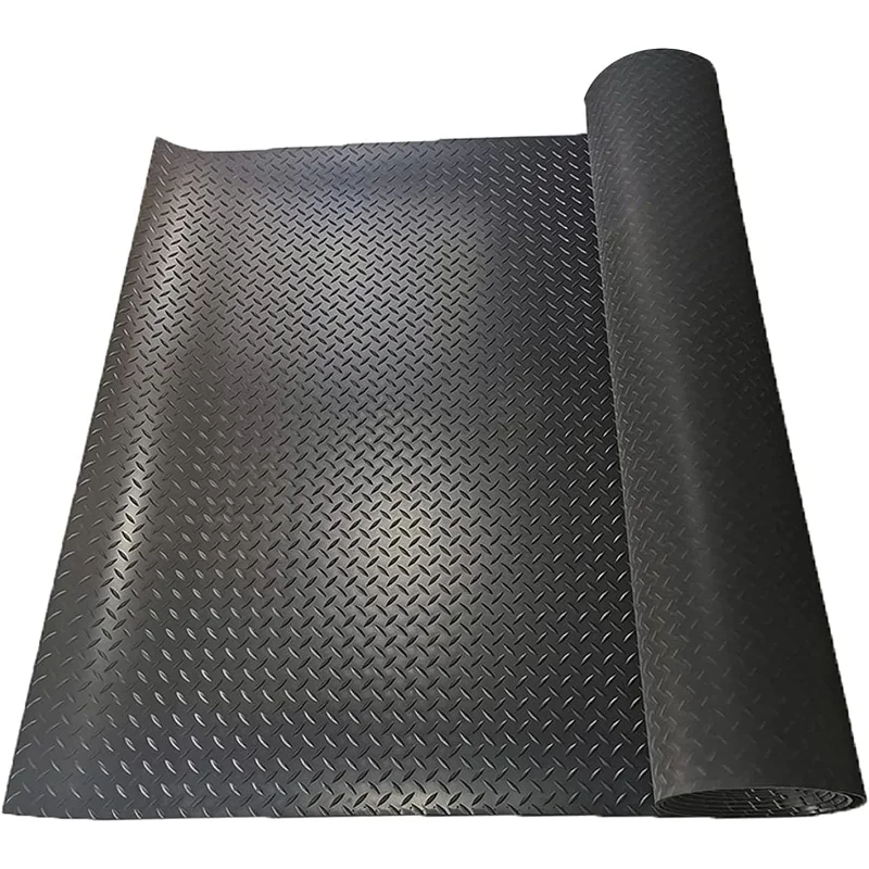

2.5mm Thickened 7.5Ft x 27Ft Garage Floor Mat Rubber Flooring Roll 202.5sqft Diamond Plate PVC Rubber Trailer Mat Non-Slip Floor