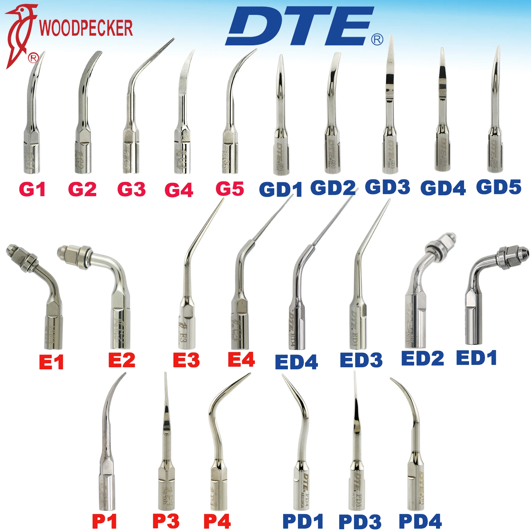 Woodpecker DTE Dental Ultrasonic Scaler Tips Scaling Tips Dental Periodontics Endodontics Tip Fit EMS SATELEC ACTEON NSK