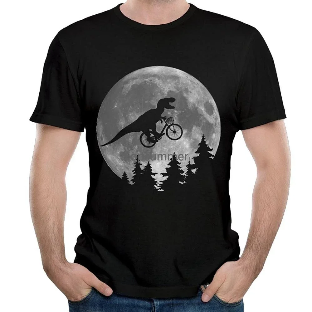 

T Shirt Men 2018 Fashion Nerd Biker T Rex In Sky With Moon Cool Black Tee Short Sleeve High Quality