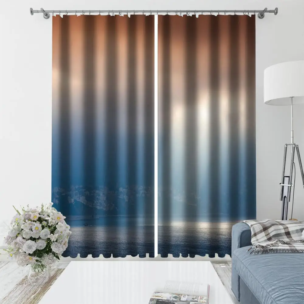 blue sky curtains sky and sea same blue curtain 3d curtains simple and fresh modern thickening blackout curtains