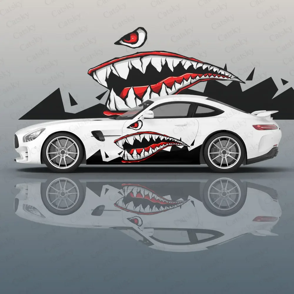 shark tooth animal Car Decal Protective Film Vinyl Itacar Racing Side Graphics Wrap Accessories Spray Paint auto Stickers Film