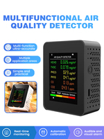 6 In 1 Air Quality Monitor Multifunctional Air Quality Detector Comprehensive Monitoring CO2, CO, HCHO, TVOC, PM2.5, PM10