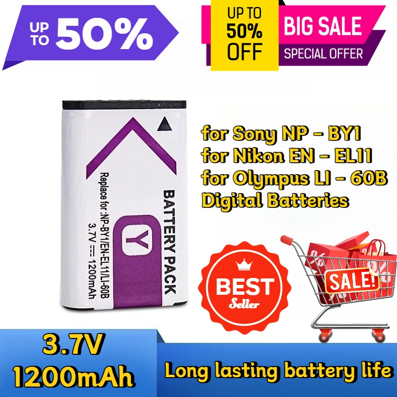 

3.7V 1200mAh Digital Batteries for Sony Camera NP - BY1 for Nikon EN - EL11 for Olympus LI - 60B Battery