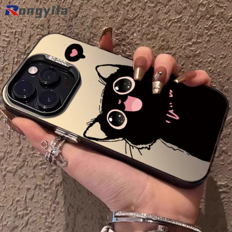 Cute Black Cat Phone Case For Infinix Hot 50 40 Pro Plus 50i 40i 30i 20S 12i 12 11S 11 10 10S 10T 9 Play NFC 8 Lite 5G 4G Cover