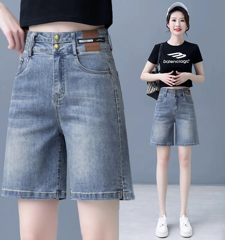 

Женские летние джинсы-капри с высокой талией, тонкие, хлопковые, эластичные, широкие, А-силуэт, комфортные, дышащие, прохладные