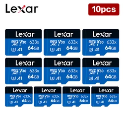 Lot de 10 cartes Micro SD/HC/A1, 32 go/64 go/128 go, Lexar 633x, TF, mémoire Flash, jusqu'à 100 mo/s, pour téléphone, GoPro