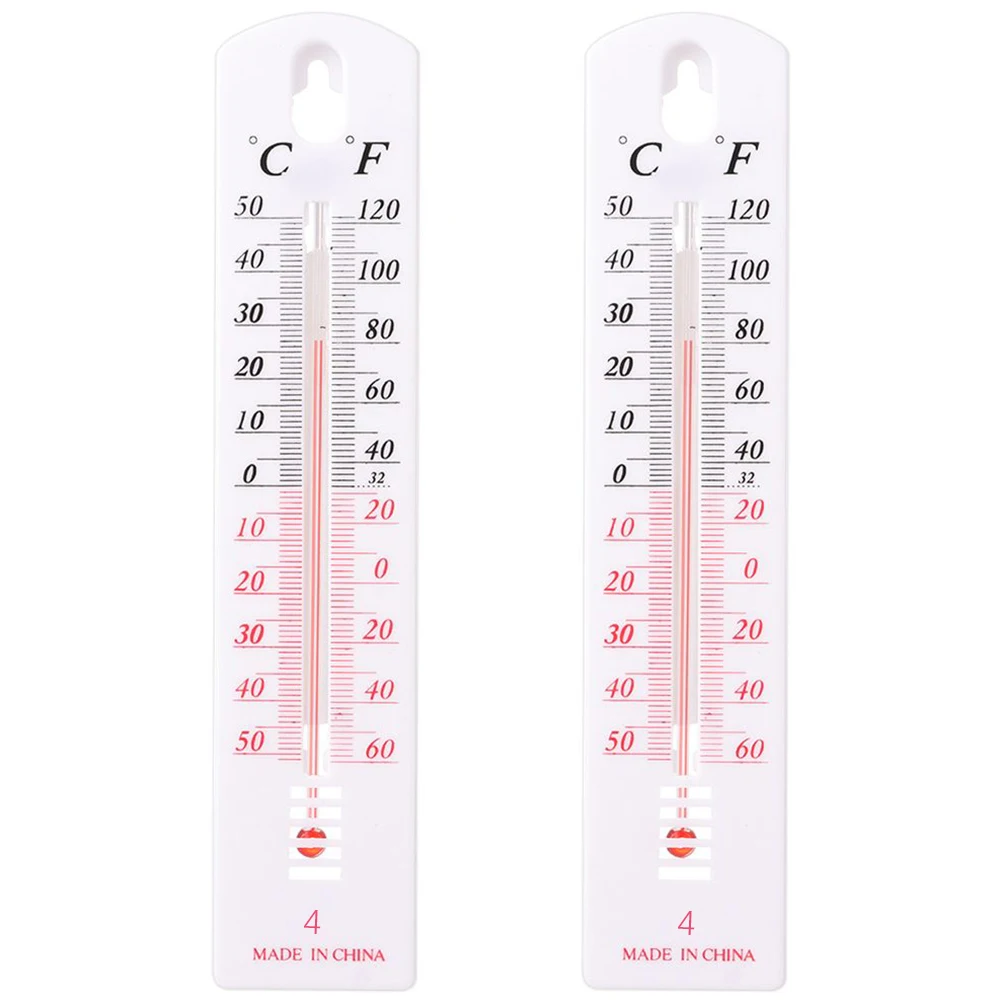 เทอร์โมมิเตอร์แขวนผนังเรือนกระจกแขวนอุณหภูมิ-50 ℃-+ 50 ℃ 195x40x6มม. 2ชิ้นในร่มและกลางแจ้งฤดูร้อน