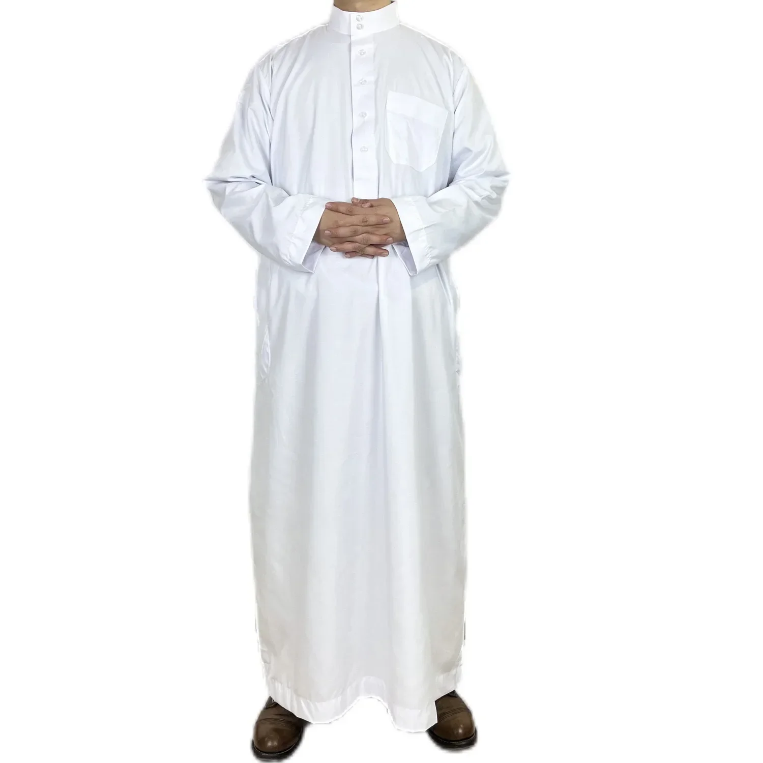 Saudi Arabian Muslim Men's Clothing, Arabian and Turkish Eid Al - Fitr Muslim Abaya White Long - Sleeved Worship Robes M-XXL