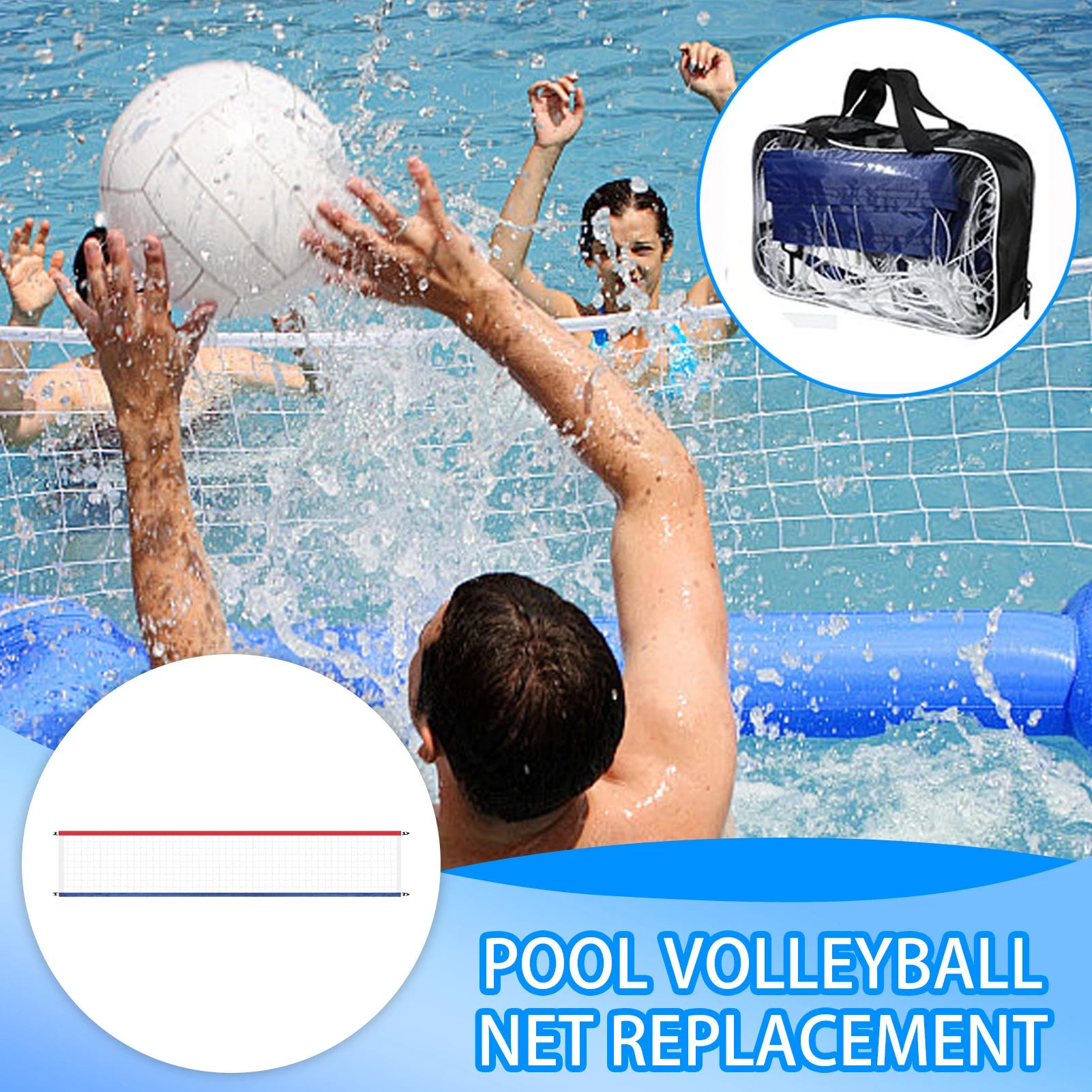 15*3FT Folding Training Net with Carrying Bag Portable Volleyball Net Adjustable Pool Water Volleyball Net for Summer Party