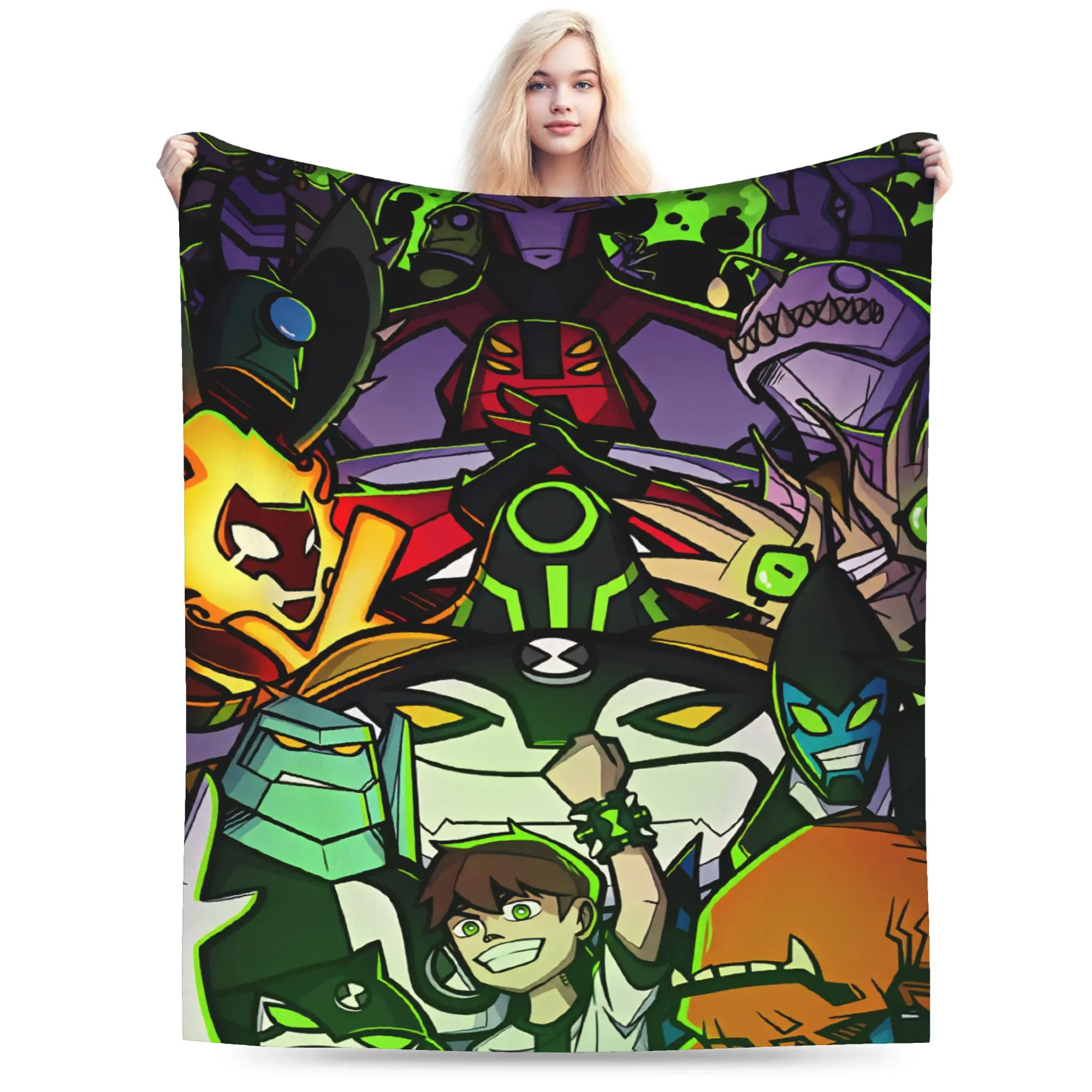 Ben 10 Cartoon Warm Blanket For Sofa Home  Novelty Throw Blanket Winter Travel Office Flannel Bedspread