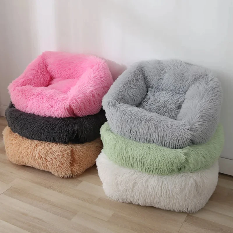 Dog Beds New Super Soft Square Pet Dog Bed Cat Bed Plush Full Size Calm Bed Comfortable Sleeping Artifact Soothing Dog Bed